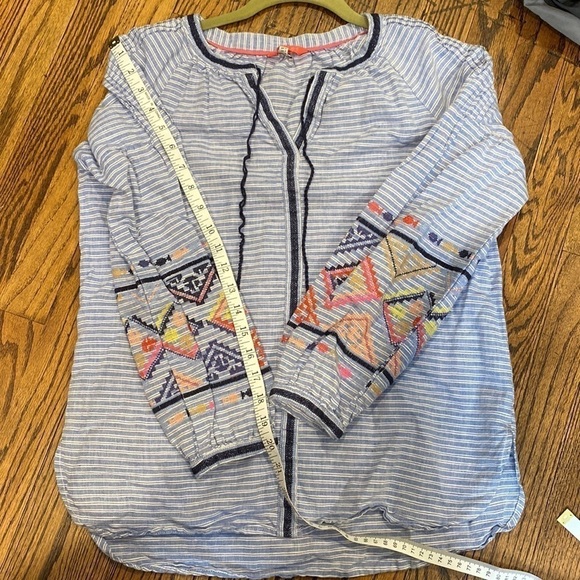 Joules Linen Blend Embroidered Blouse EUC - Picture 14 of 14